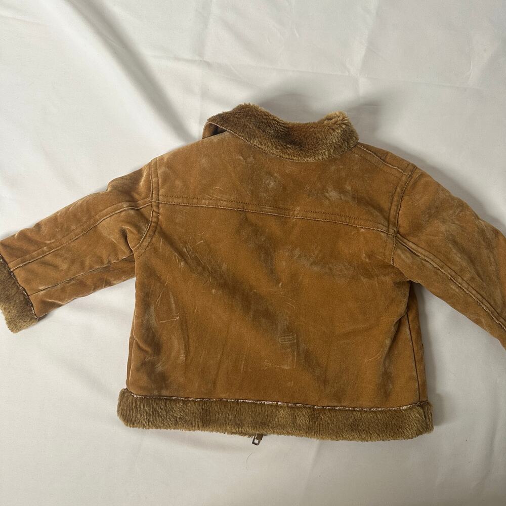 Vintage B.T. Kids Floral Embroidered Brown Faux Fur Suede Jacket / Coat Sz 18 mo - Picture 8 of 9